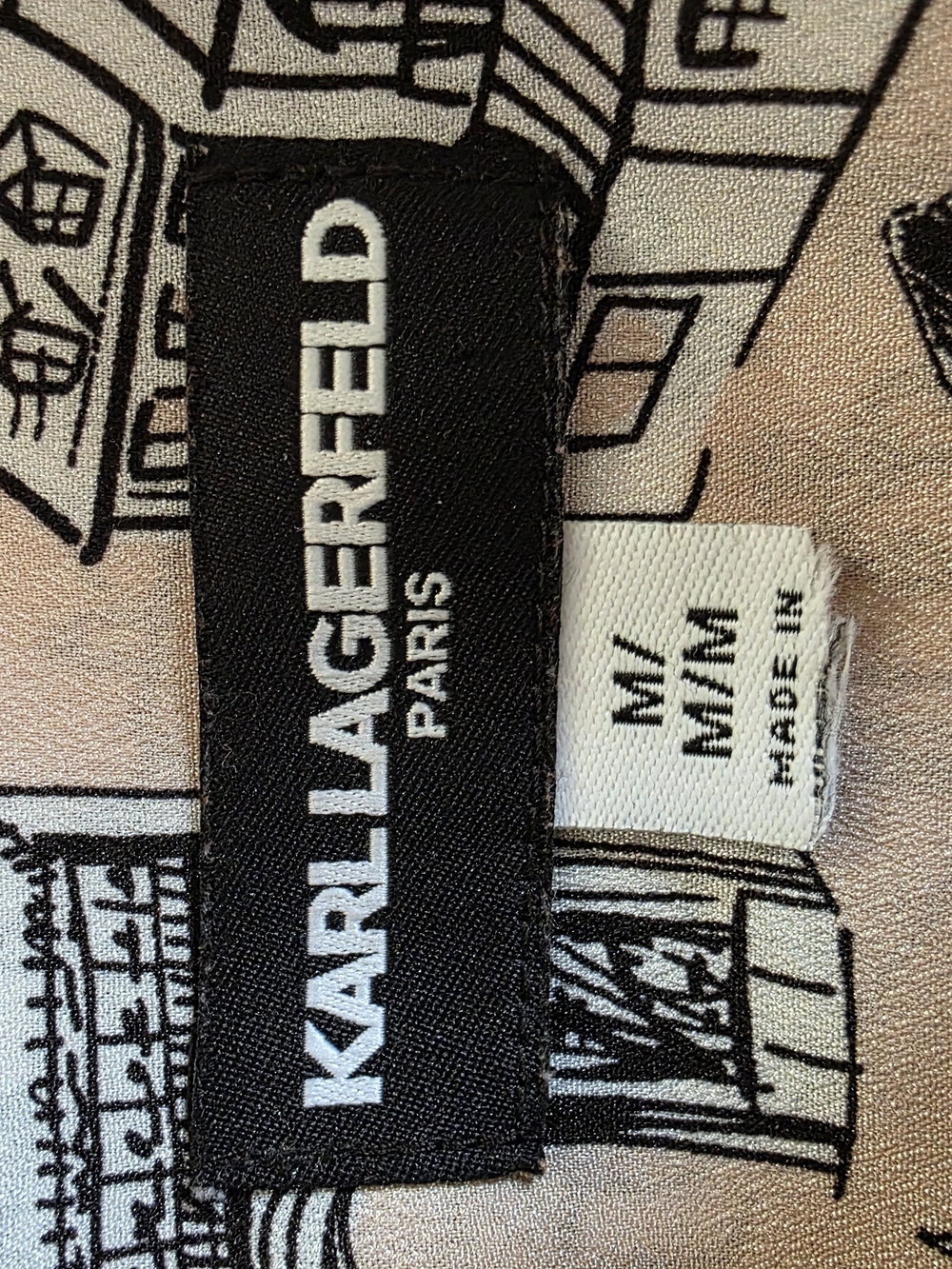 Karl Lagerfeld Cream Pink Paris-Print Button Front Shirt - Picture 6 of 6
